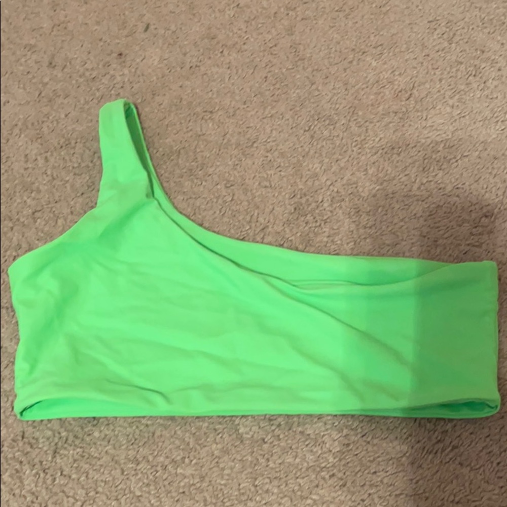 Neon green shein bikini top.